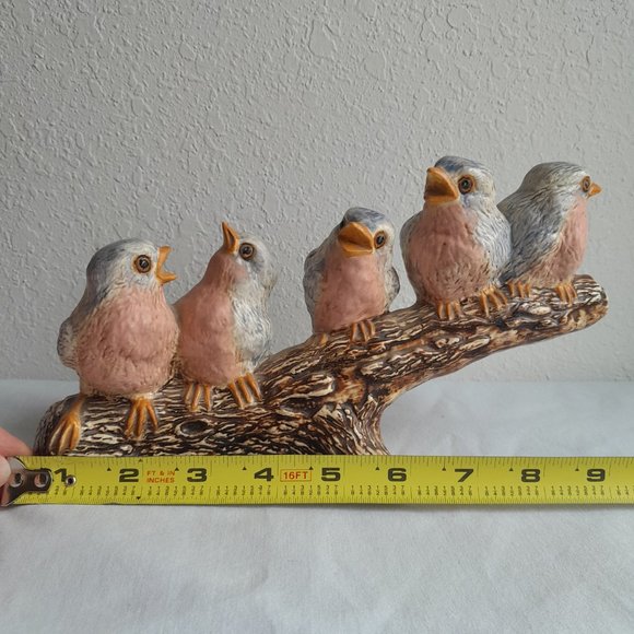 Signed Ceramic Birds on Branch Piece Hand made Art Handmade Sculpture - Picture 2 of 7